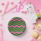 Bols En Carton Dessin chevron zigzag vert rose (Fête)