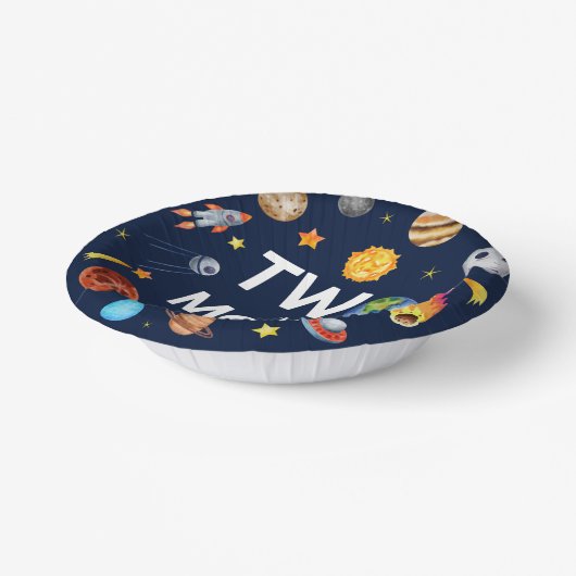 Bols En Carton Deux La Lune Planète spatiale Anniversaire (Angulaire)