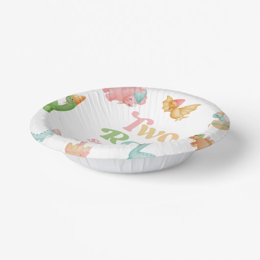 Bols En Carton Deux Rex Dinosaur 2ème fête d'anniversaire (Angulaire)