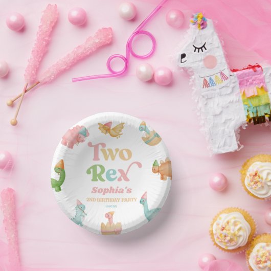 Bols En Carton Deux Rex Dinosaur 2ème fête d'anniversaire (Fête)