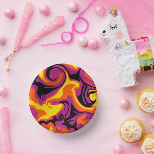 Bols En Carton Déversement - orange, noir, rose et jaune (Fête)