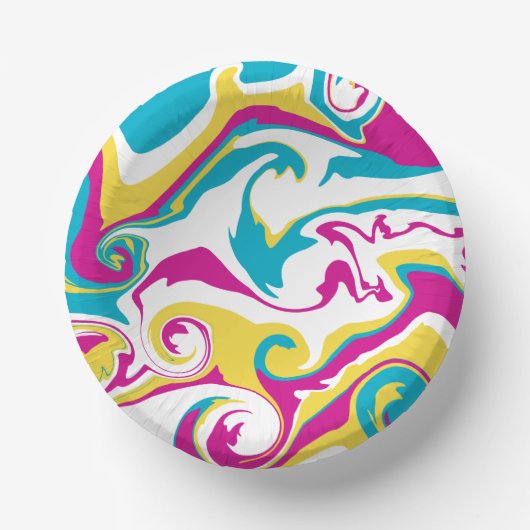 Bols En Carton Déversement - Turquoise, Jaune, Rose et Blanc (Recto)