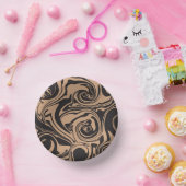 Bols En Carton Déverser dans Tan et Noir rétro, tourbillon de mar (Fête)