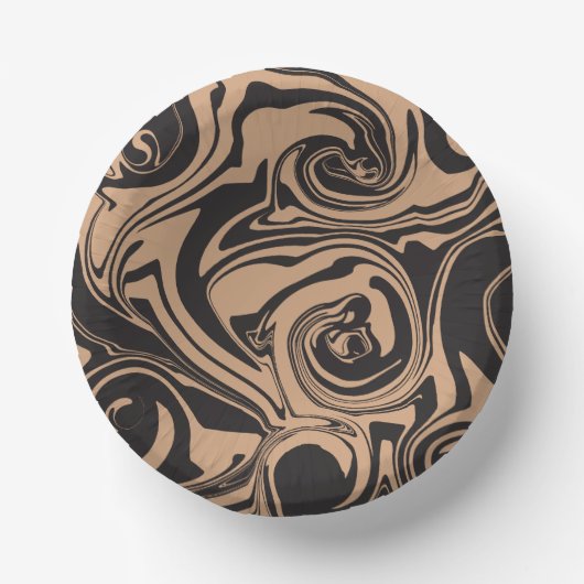 Bols En Carton Déverser dans Tan et Noir rétro, tourbillon de mar (Recto)