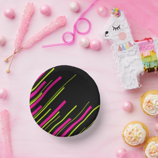 Bols En Carton Diagonales en vert citron, rose et noir (Fête)