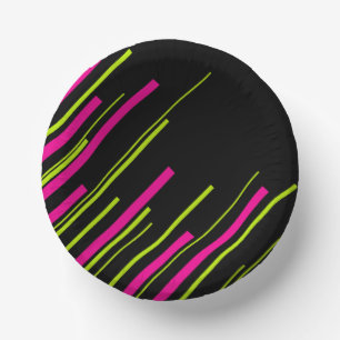 Bols En Carton Diagonales en vert citron, rose et noir