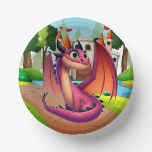 Bols En Carton Dragon de dessin animé mignon violet/rouge