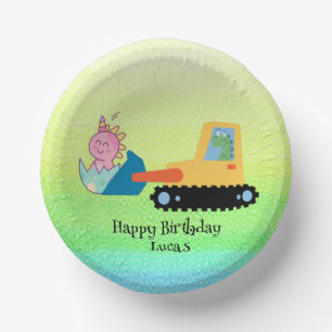 Bols En Carton Drôle dinosaure tracteur fête d'anniversaire do-it