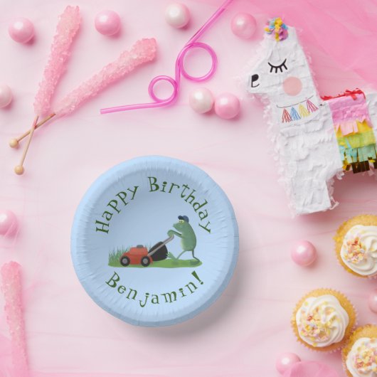 Bols En Carton Drôle grenouille verte tondre la pelouse dessin (Fête)