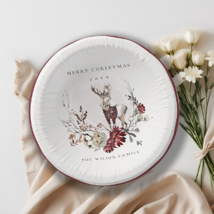 Bols En Carton Dusky Stag Marsala Folia Wreath Joyeux Noël