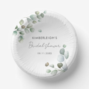 Bols En Carton Eau-forte Eucalyptus Mariage Script Shower