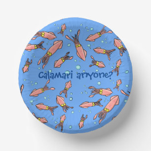 Bols En Carton École de calamars drôle avec dessin animé de bulle