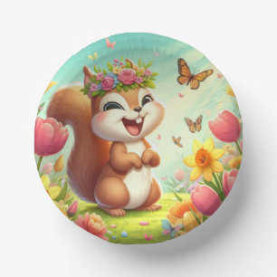 Bols En Carton Écureuil du printemps mignon et heureux