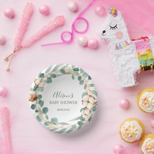 Bols En Carton Elégant Baby shower Floral Eucalyptus (Fête)