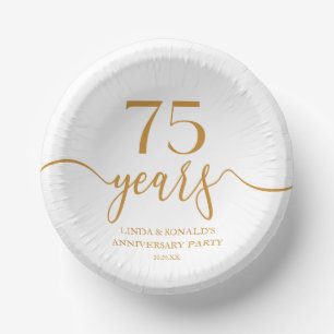 Bols En Carton Élégant Champagne 75e anniversaire de Mariage