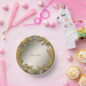 Bols En Carton Élégant Décor Floral Or (Fête)