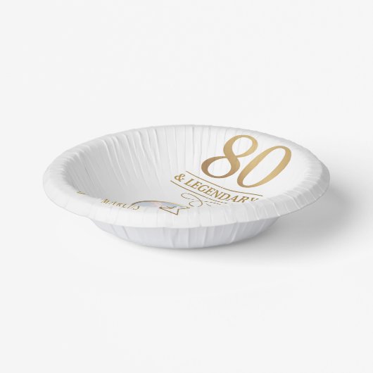 Bols En Carton Elégant Gold 80th & Legendary Birthday (Angulaire)