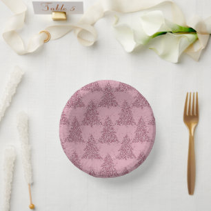 Bols En Carton Élégant Motif d'arbre Dusty Mauve Rose Noël
