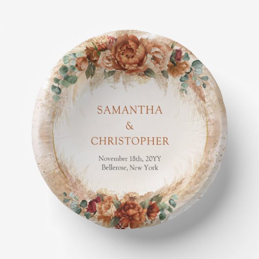 Bols En Carton Elégante arche verdoyante en cuivre et fleurs bord (Recto)