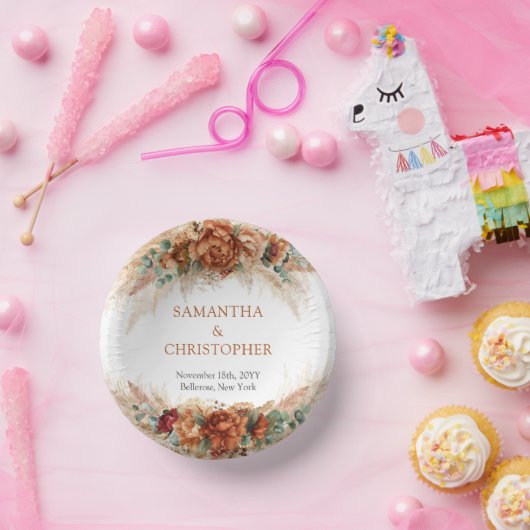 Bols En Carton Elégante arche verdoyante en cuivre et fleurs bord (Fête)