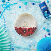 Bols En Carton Elégante Rose rouge Floral Or 95e fête d'anniversa (Fête)