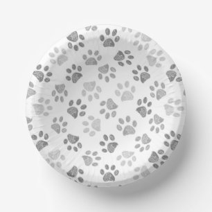 Bols En Carton Empreintes de patte de doodle gris
