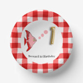 Bols En Carton En vichy mignonne, Poisson rouge et Balloon 1er an (Recto)