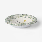 Bols En Carton Eucalyptus Gold Cross Baptême Religieux (Angulaire)