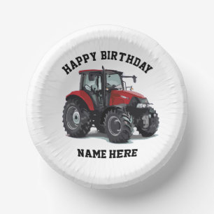 Bols En Carton Ferme d'Anniversaire de Tracteur Rouge Agriculture