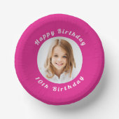 Bols En Carton fête d'anniversaire hot rose photo fille (Recto)