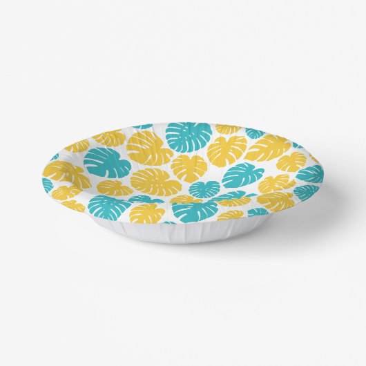 Bols En Carton Feuilles Monstera en Turquoise, Jaune et Blanc (Angulaire)
