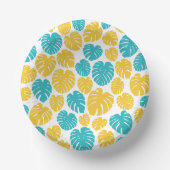 Bols En Carton Feuilles Monstera en Turquoise, Jaune et Blanc (Recto)