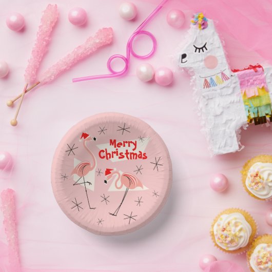 Bols En Carton Flamant rose Santas Pink Joyeux Noël (Fête)