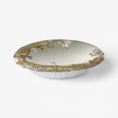 Bols En Carton Fleur Blanche Ornée Dorée (Angulaire)