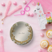 Bols En Carton Fleur Blanche Ornée Dorée (Fête)