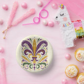 Bols En Carton Fleur de lis jaune et vert violet (Fête)