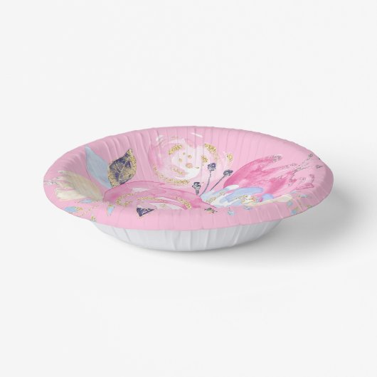 Bols En Carton Fleur de Parties scintillant d'or Pastel (Angulaire)