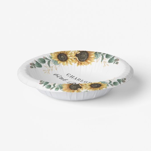 Bols En Carton Fleur de soleil florale Eucalyptus 60e fête d'anni (Angulaire)