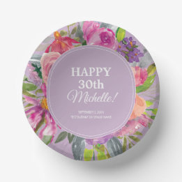 Bols En Carton Fleur Sauvage Aquarelle Rose Violet 30 ans Anniver