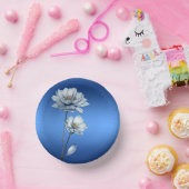 Bols En Carton Fleurs à l'aquarelle bleue (Fête)