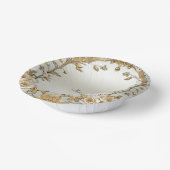 Bols En Carton Fleurs blanches ornées dorées (Angulaire)