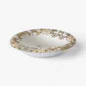 Bols En Carton Fleurs blanches ornées dorées (Angulaire)