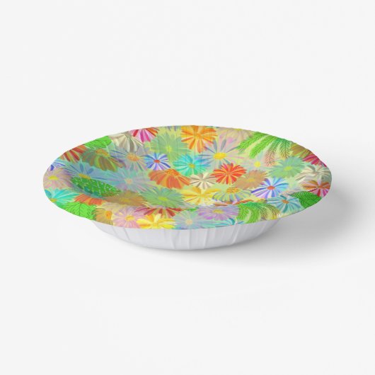 Bols En Carton Fleurs d'Aster & Cone & aquarelle tropicale feuill (Angulaire)