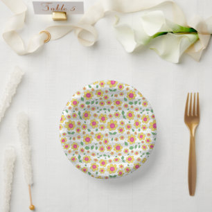 Bols En Carton Fleurs enfants rose jaune doodle heureux marguerit