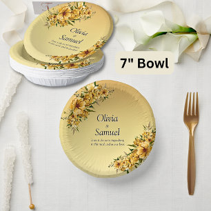 Bols En Carton Fleurs jaunes dorées 7 pouces