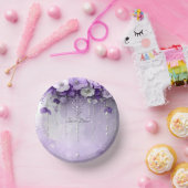 Bols En Carton Fleurs violettes avec perles qui pendent (Fête)