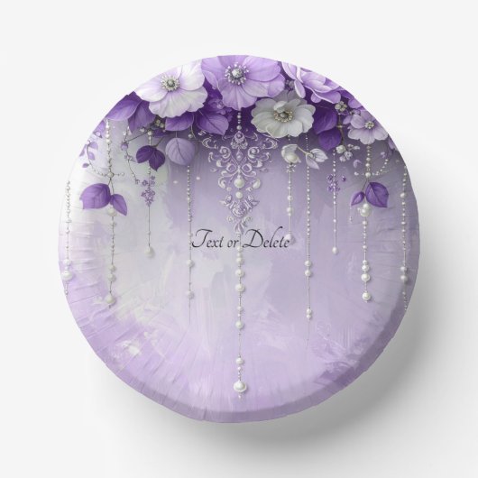 Bols En Carton Fleurs violettes avec perles qui pendent (Recto)