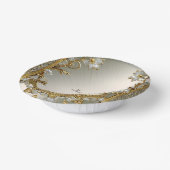 Bols En Carton Floral blanc orné d'or (Angulaire)