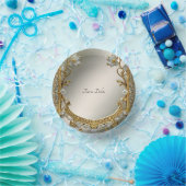 Bols En Carton Floral blanc orné d'or (Fête)