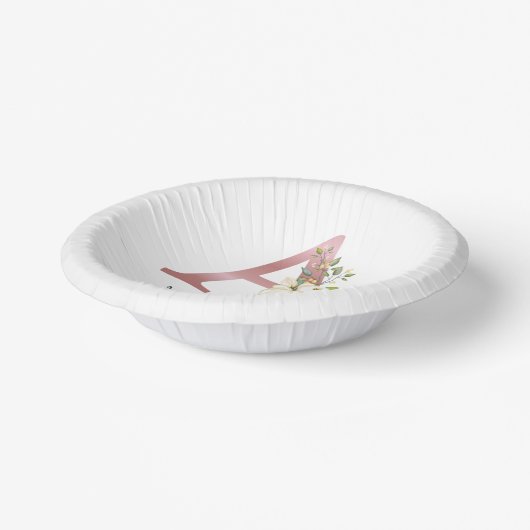 Bols En Carton Floral Monogramme Rose Gold Initiale 21ème anniver (Angulaire)